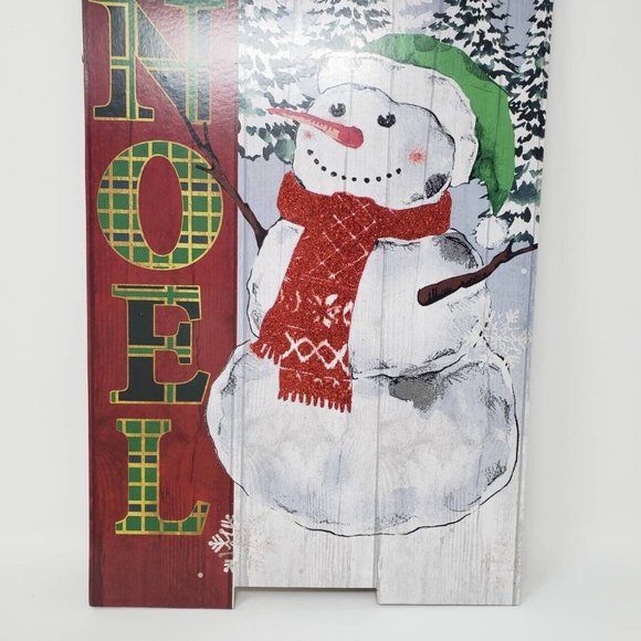 Noel Christmas Snowman with Glitter Accent Hanging Sign Holiday Decor 14" - Picture 3 of 9